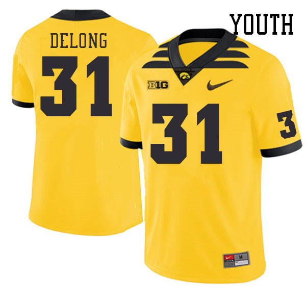 Youth #31 Nolan DeLong Iowa Hawkeyes College Football Jerseys Stitched Sale-Gold